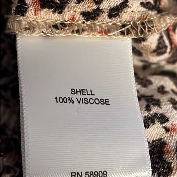 Gibson⭐️Latimer animal print brown tan hues smocked blouse long sleeves top Sz L - Picture 7 of 7